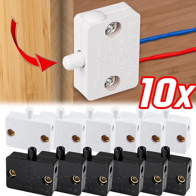 Wholesale Automatic Reset Cabinet Light Control Switch Wardrobe Closet Pantry White Black Normally Closed Lamp On Off Switch