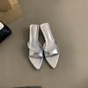 2024 Новый Бренд Женские Тапочки Острый Носок Слипоны Женские Элегантные Босоножки Тонкий Низкий Каблук Пип То Слайды Обувь Туфли Платье