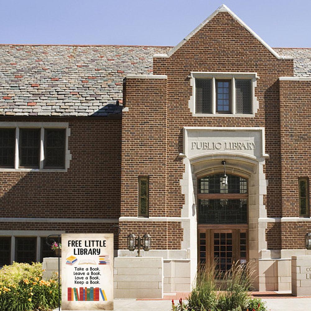 Free Small Library Tin Logo Reading Retro Metal Logo Double-sided Garden Decoration Home Coffee P4M2