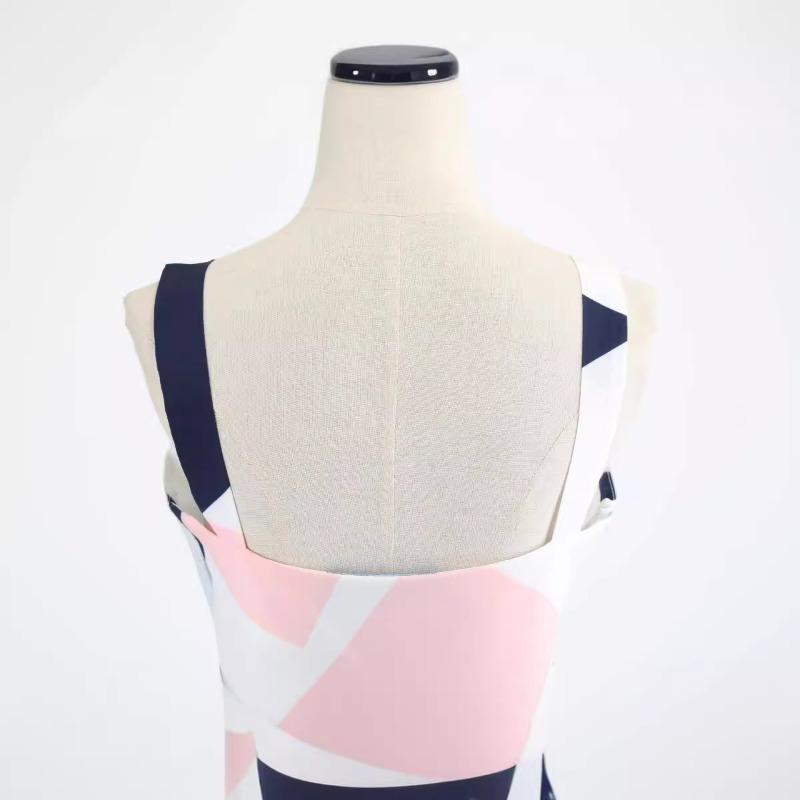 Vintage Pendulum Dress Chest Wrap Slim Geometric Pattern Print Skirt