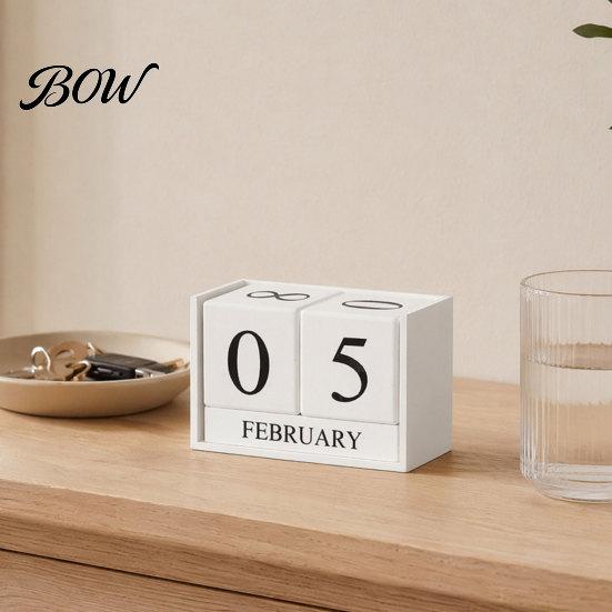 Durable Iron Art Calendar Metal Bird Perpetual Desk Calendar, Frame Desktop Office Accessory with Rotating Flip Month Date Display for Home