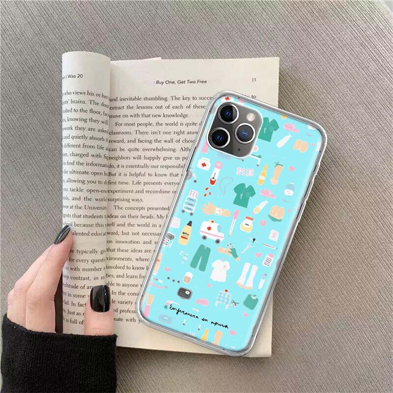 Cartoon Medicine Doctor Nurse Phone For Apple Iphone 12 13 Mini 15 Pro Max 11 Pro 14 Plus 16 Pro Max 16E Case Shell Cover Clear