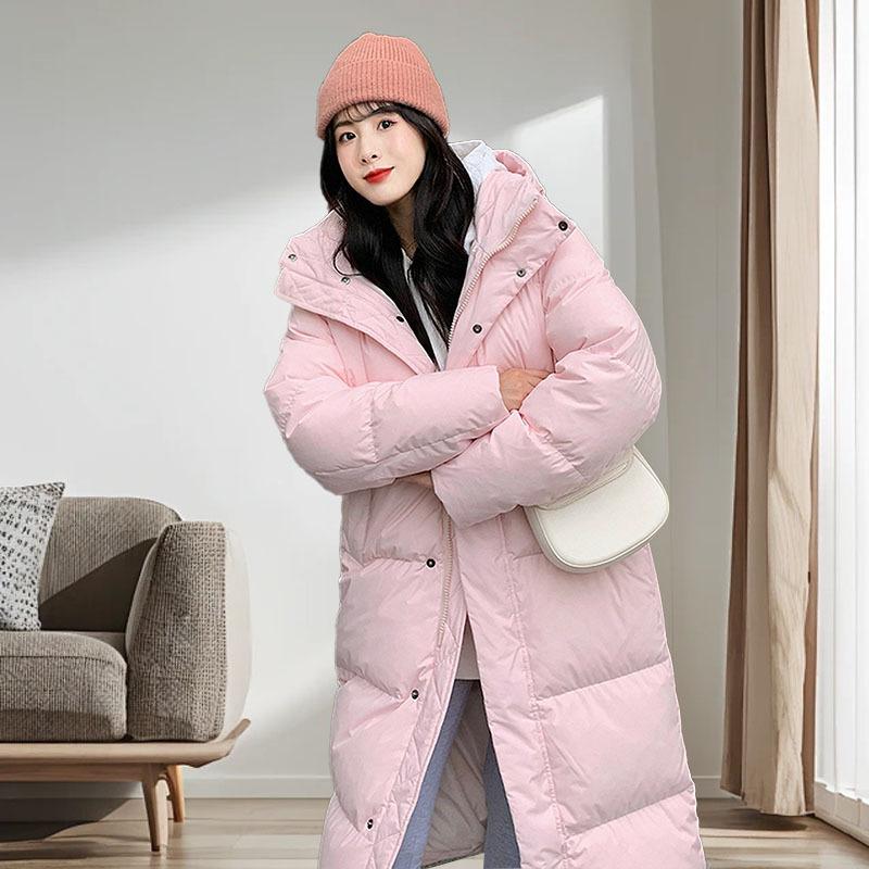 Средний и длинный пуховик женский на утином пуху зима 2024 новый японский и корейский стиль женский пуховик модный элитный женский