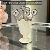 High-looking Stainless Steel Fruit Forks, Home Use, Light Luxury, Youngsters's Safety Small Fork Set, Storage Jar, Dessert Fruit Picks