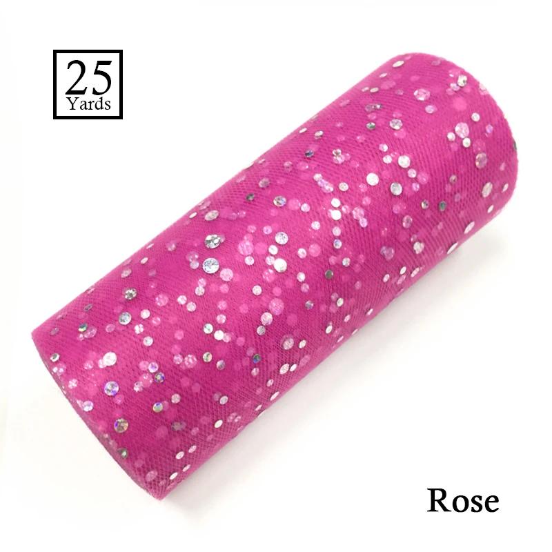 25 Yards 15cm Glitter Sequin Tulle Roll Fabric Wedding Decoration Organza Laser DIY Crafts Birthday Party Supplies