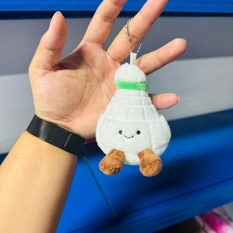 Creative Badminton Keychain Furry Cute Plush Doll Fun Toys Soft Bag Decor Pendant Friends Gifts
