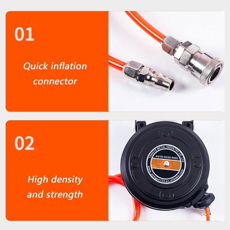 Automatic Retractable Dust Proof Miniature Air Hose Reel for High Pressure Applications in Automotive Repairing Shops