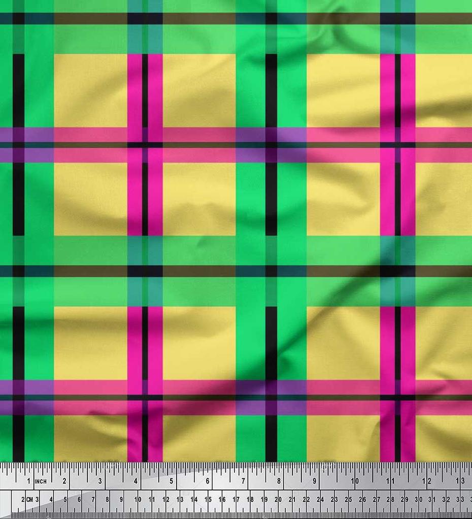 Soimoi Ткань японский креп-сатин в клетку с принтом в клетку швейная ткань метр 42 дюйма