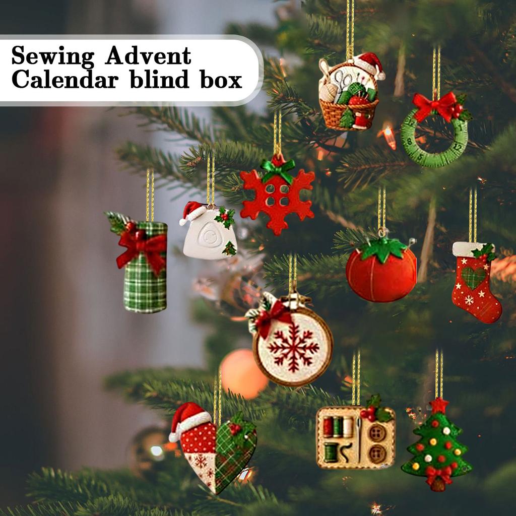 Рождественский Адвент-календарь Швейная тематика 2D Плоский 24 шт Коробка в виде самолета Слепая коробка Праздничный декор Обратный отсчет Рождественский подарок