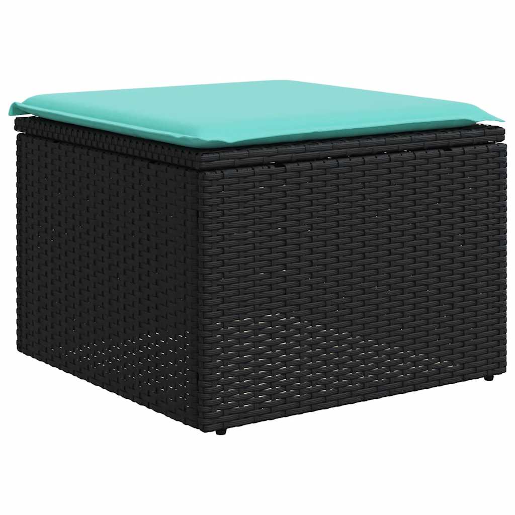 2 Piece Garden Sofa Set with Cushions Black Poly Rattan