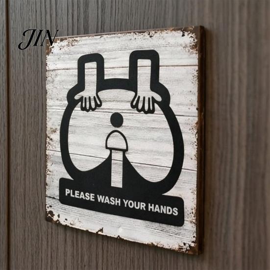 Vintage Metal Plaque Please Wash Your Hands Sign, Waterproof Rust-Proof Retro Bathroom American Country Style Decor Wall Decor, Distressed Art