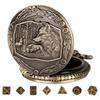 DND Dice Pocket Watch Case Bronze Wolf Head Thick Waist Chain Dices Board Game