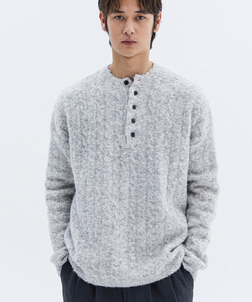 TRIP LE SENS Cloud Oversized Henley Neck Knit_Gray