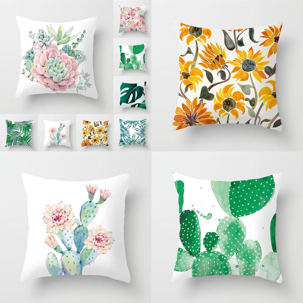 Элегантная зеленая тропическая растительность листья пальмы льняная наволочка с классическим дизайном 18"x18"