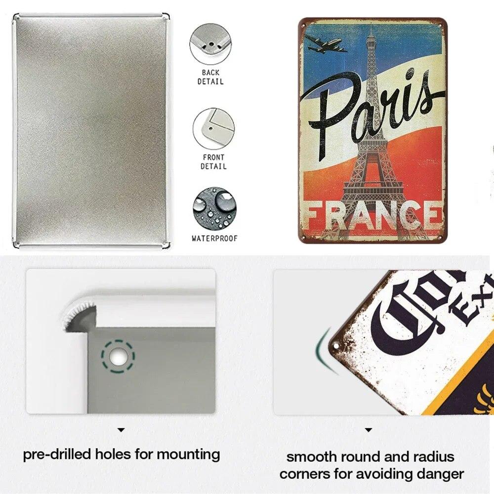 Tin Sign Landscape Paris Havana Tokyo Sydney Malibu Los Angeles Chicago City Metal Vintage Plaque Retro Decorative Plate Decor