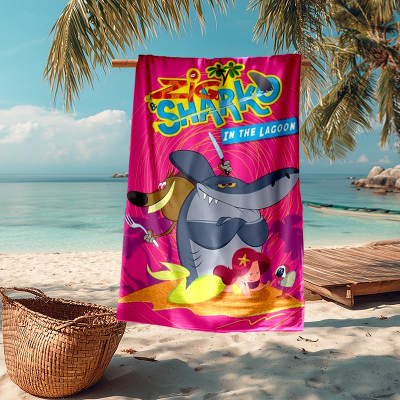 Ultra-Soft Beach Towel with Zig & sharko Theme,Ideal for Pool - Camping, Diving - Perfect Travel Essential, Vibrant Beach Towel.