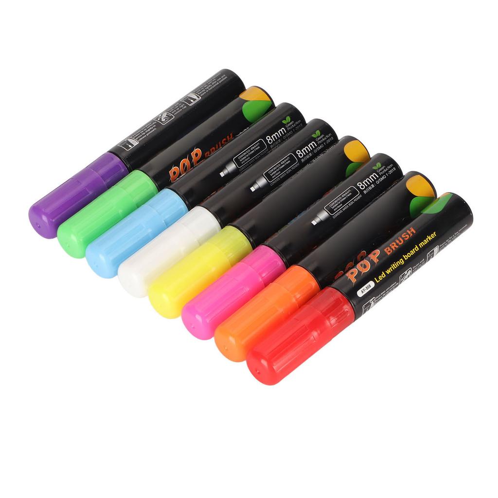 8mm Chalk Markers Erasable 8 Colors Dries Quickly Smoothly Writing Dry Wet Erase Liquid Chlak Pens