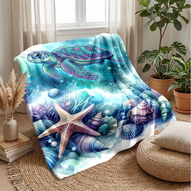 Oceanic Sea Turtles Theme blanket Lightweight Warm Flannel Blanket Decorative Throw Blanket for Home Decoration