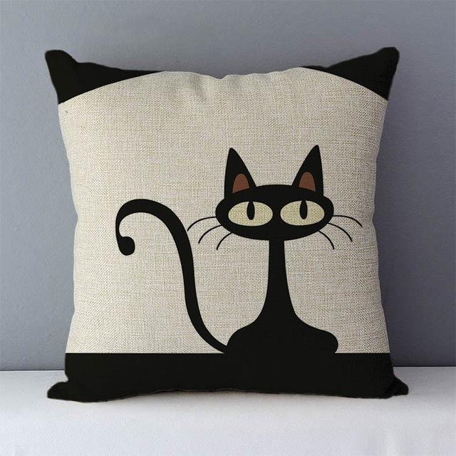 Selected Couch Cushion Cartoon Cat Printed Quality Cotton Linen Home Decorative Pillows Kids Bedroom Decor Pillowcase