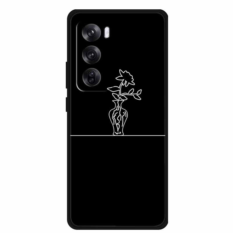 Персонализированный черный мягкий чехол из ТПУ с узором для телефона Reno 12 Pro 5G