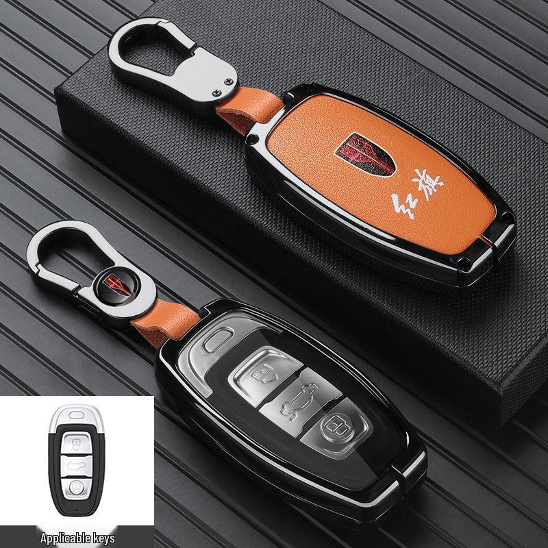 Трехкнопочный чехол для ключа Hongqi EQM5: Сплавленная кожаная оболочка для мужских и женских аксессуаров