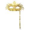 Fancy Party Masque Metal Masque with Handheld Stick Half Face Venetian Masque with Rhinestones for Women Men Prom Ball Mardi Gras Masquerade