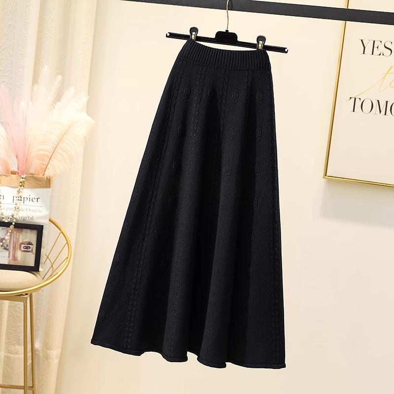 Womens High Waist Knitted Midi Skirt With Thick Woolen Material For Autumn Winter Elegance