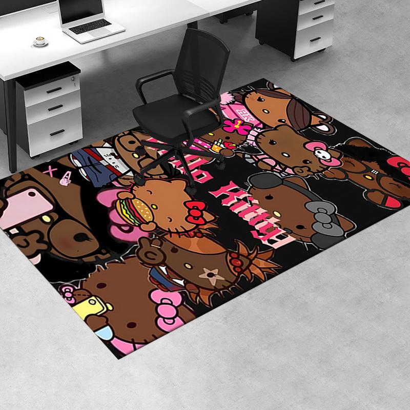 Office Rug Hello Kitty, Kawaii Anti-Slip Rug, Machine Washable for Living Room, Bedroom, Office, Multiple Sizes, Bedroom Mat, Decorative Mat, Durable