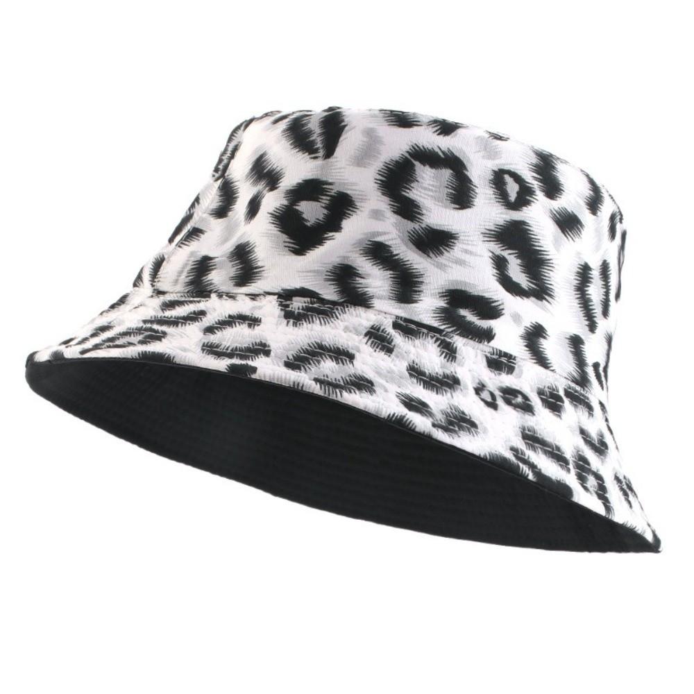 Double-Sided Bucket Hat Leopard Patterned Sun Cap Beach Sun Protect Hat Outdoor Travel