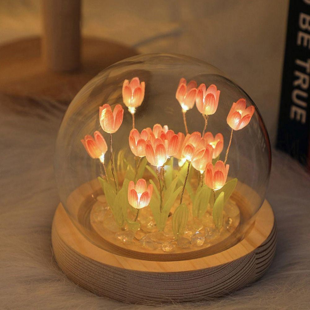 Day Gift Home Ornament Artificial Flower Luminous Table Lamp Bedside Sleep Lights Tulip Night Light
