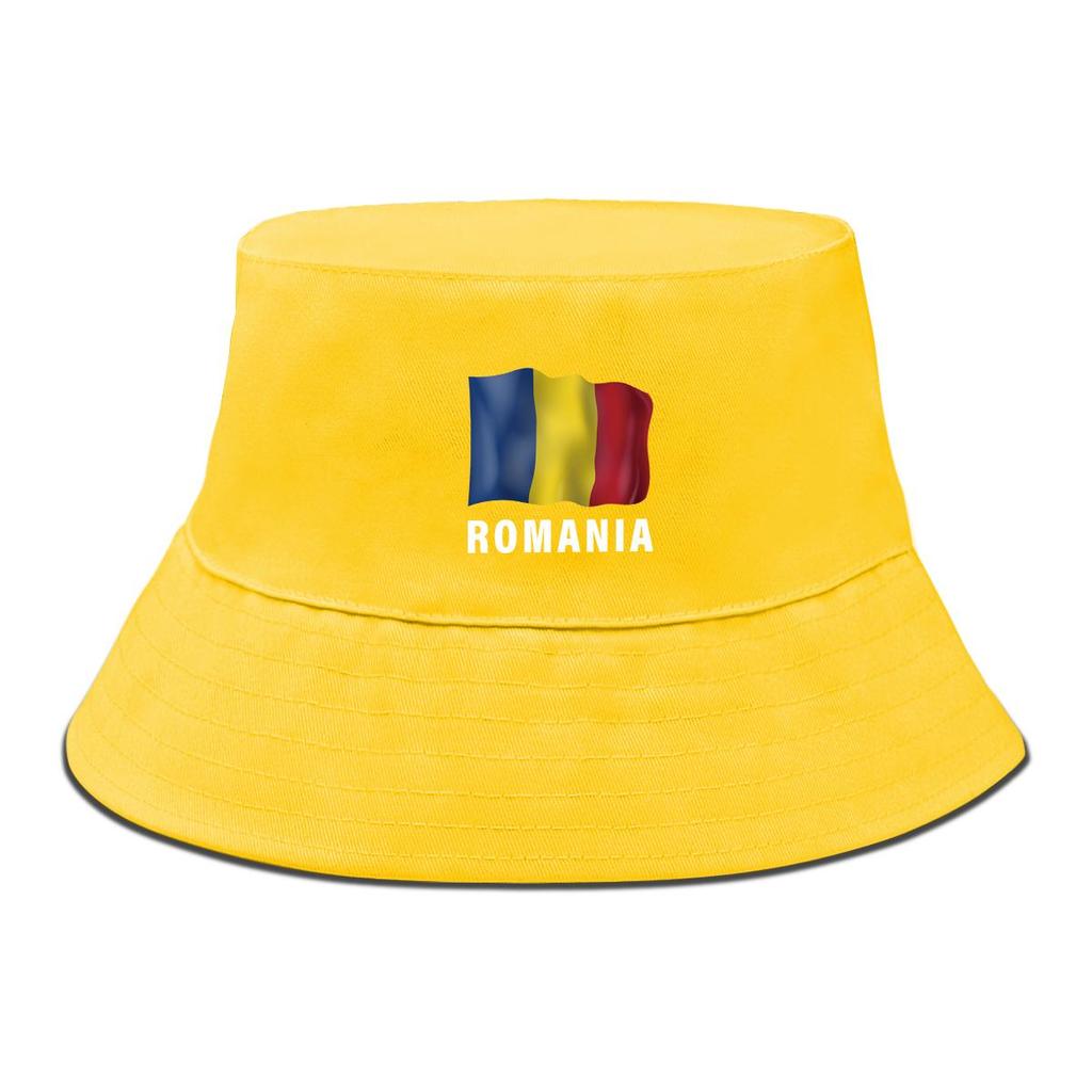 Bucket Hat With Romania Flag Print , Patriotic Men's Hat Simple Lightweight Reversible Beach Hat