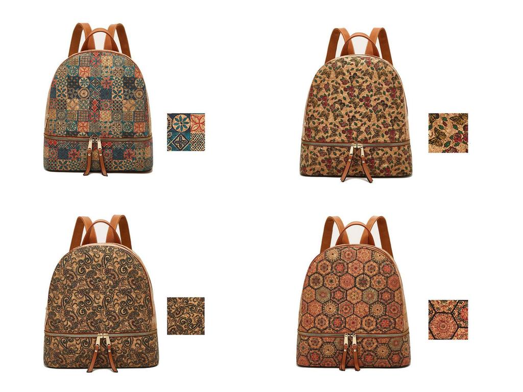 2025 Ethnic Style Large Capacity Women's Backpack with Bark Print