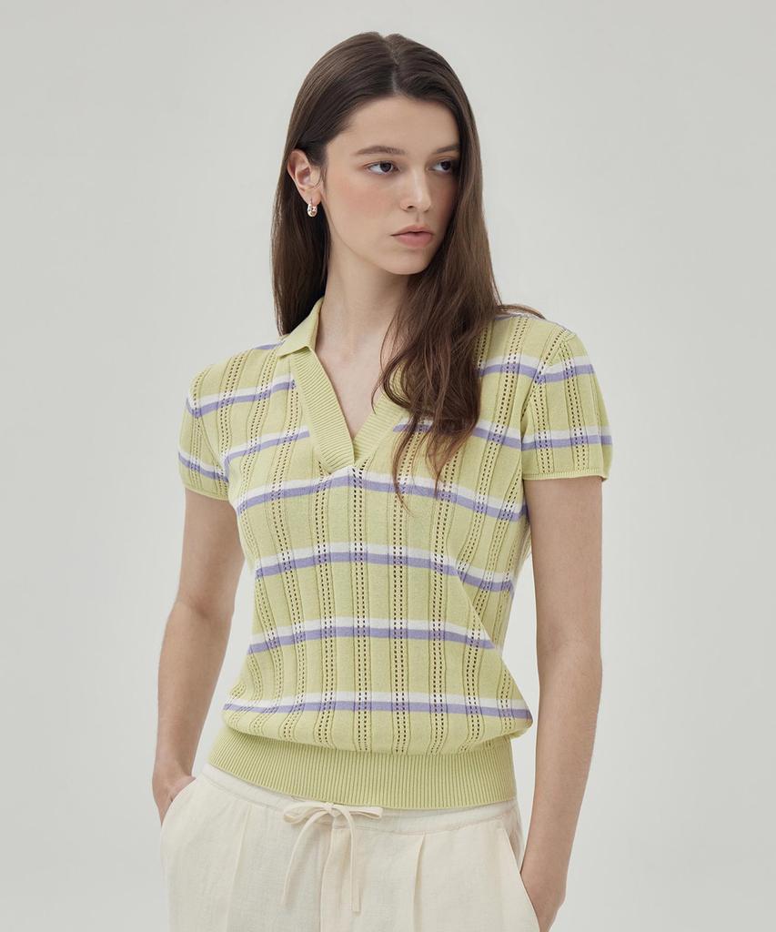 THEKNITCOMPANY Поло в полоску Orea - Цвет Collada Green