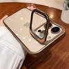 Fold Glass Lens Stand Holder Clear Case For iPhone 18 17 16 15 14 13 12 Pro Max Plus Plating Camera Protection Shockproof Cover