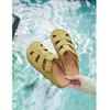 New Exterior Cow Suede Hollow Roman Sandals for Women In Summer, New Flat Toe Toe Slippers
