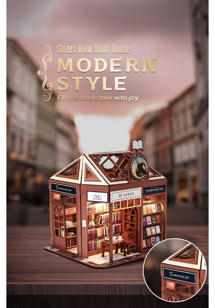 QuYiYa DIY Миниатюрная книжная лавка: Мяу Разговор и Слова Креативный Дом Модель Подарок