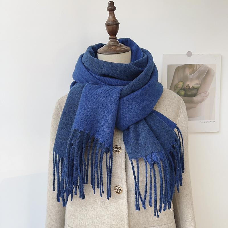 35 цветов 2024 осень и зима новый двухсторонний однотонный искусственный кашемировый кисточный платок утолщенный теплый шарф для мужчин и женщин