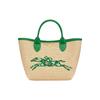 Longchamp Сумка-тоут Le Pliage 21 с вышивкой, на кнопке, из канваса с отделкой из кожи, женская сумка-тоут, зеленая 10144HCE129