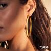 14K Chunky Gold Plated Hoop Earrings for Women 925 Sterling Silver Post Hollow Tube Hoops Earrings 4mm Thick Hoop Earrings Hypoallergenic