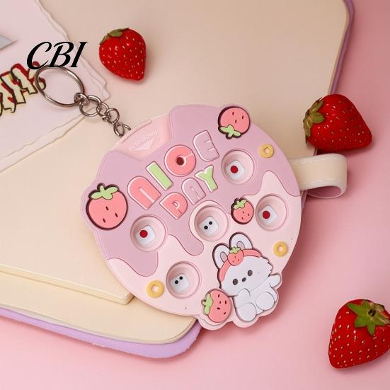 Press And Spin Dice Toy Keychain Pendant, Cartoon Macaron Patterns Key Chain with Metal Ring, Stress Relief Wheel Mini Games Educational Toy, Portable