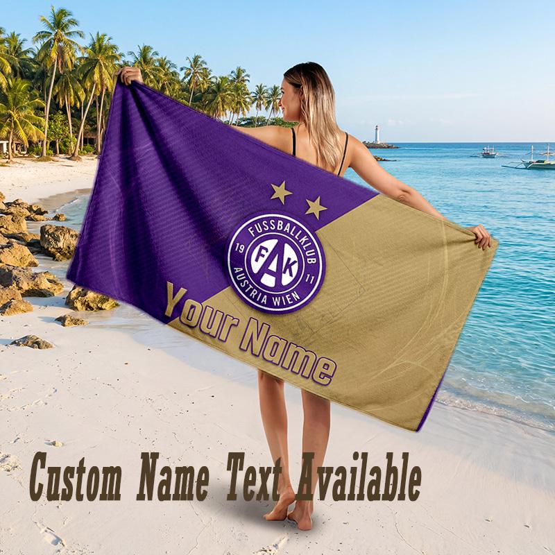 Austria Wien FC Design Beach Towel Custom Text Large Towel for Beach Vacation