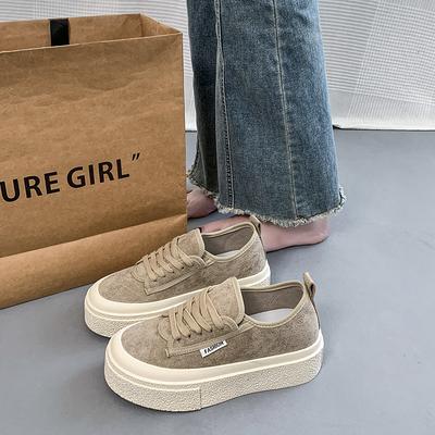 Туфли на платформе Muffin, женская обувь из парусины, весна 2025, спортивная обувь для сноуборда, супер огонь, новые, высокие, белые туфли, повседневные