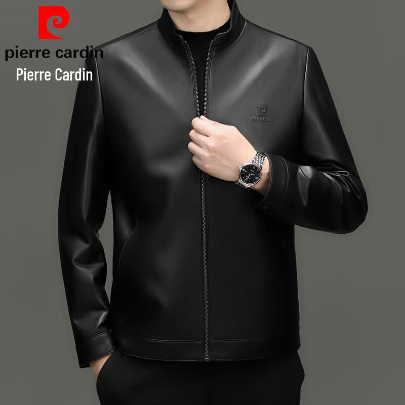 Pierre Cardin Мужская кожаная куртка из натуральной овчины с воротником-стойкой