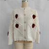 Осень и зима крючком вышивка объемная клубника жареные пончики жемчужная пуговица вязаный свитер кардиган пальто 3520 EMA