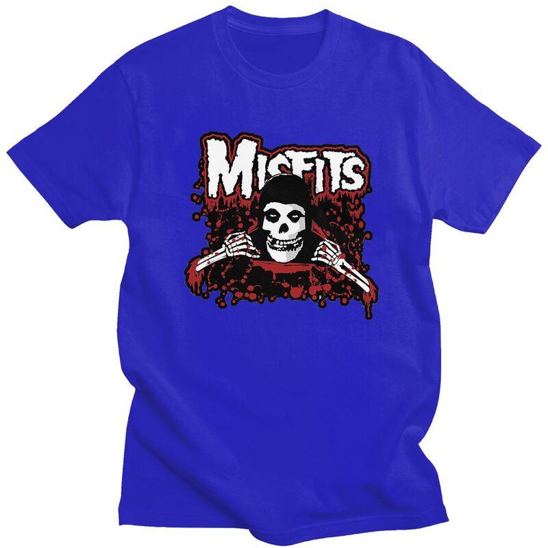 Мужские футболки с принтом Хоррор Панк Рок Misfits Череп, с коротким рукавом, модные, приталенные, 100% хлопок, идея для подарка