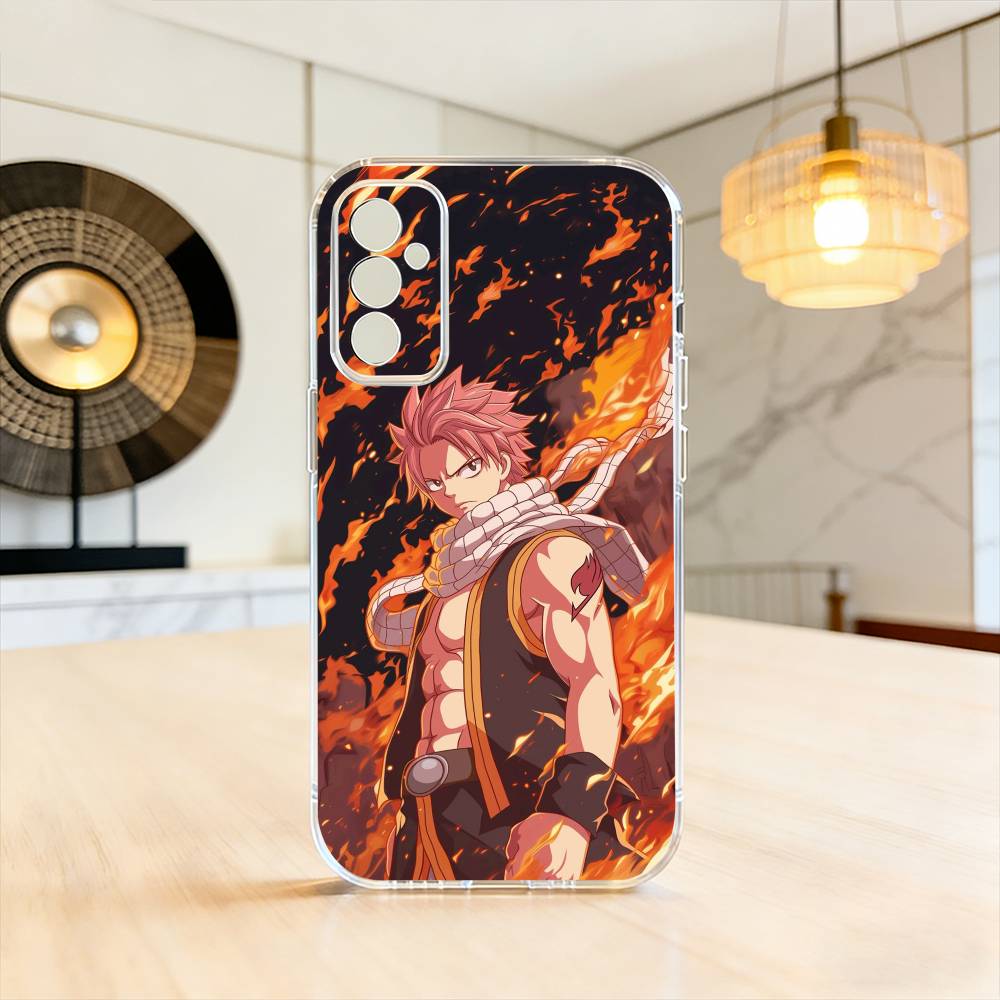Чехол для телефона Fairy Tail Нацу Убийца Драконов Силуэт Для Samsung A10,12,20,21S,30,31,40,50,51,52,70,71 Прозрачный Чехол