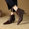 Модные новые осенне-зимние женские ботинки из спилка, женские модные ботильоны ручной работы на высоком каблуке с острым носком, zapatos mujer