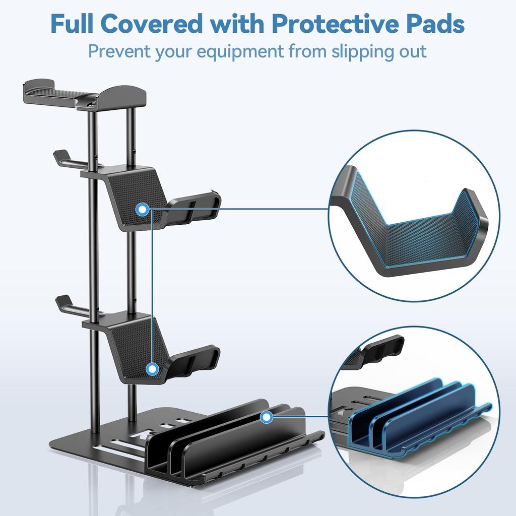 KDD Headphone Stand Game Controller Holder Headset Holder for Desk Earphone Stand with Aluminum Support Bar Universal Storage Organizer Phone &