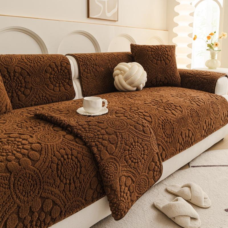 1PC Plush Sofa Cushion Winter Warm Dust-proof Universal Sofa Cover Cloth Towel Cream Style Thicken Pet Mat for Living Room Dcor