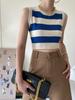 Сексуальная женская майка в рубчик, летние укороченные топы без рукавов в полоску с круглым вырезом, уличная винтажная корейская модная рубашка, жилет, одежда Y2K